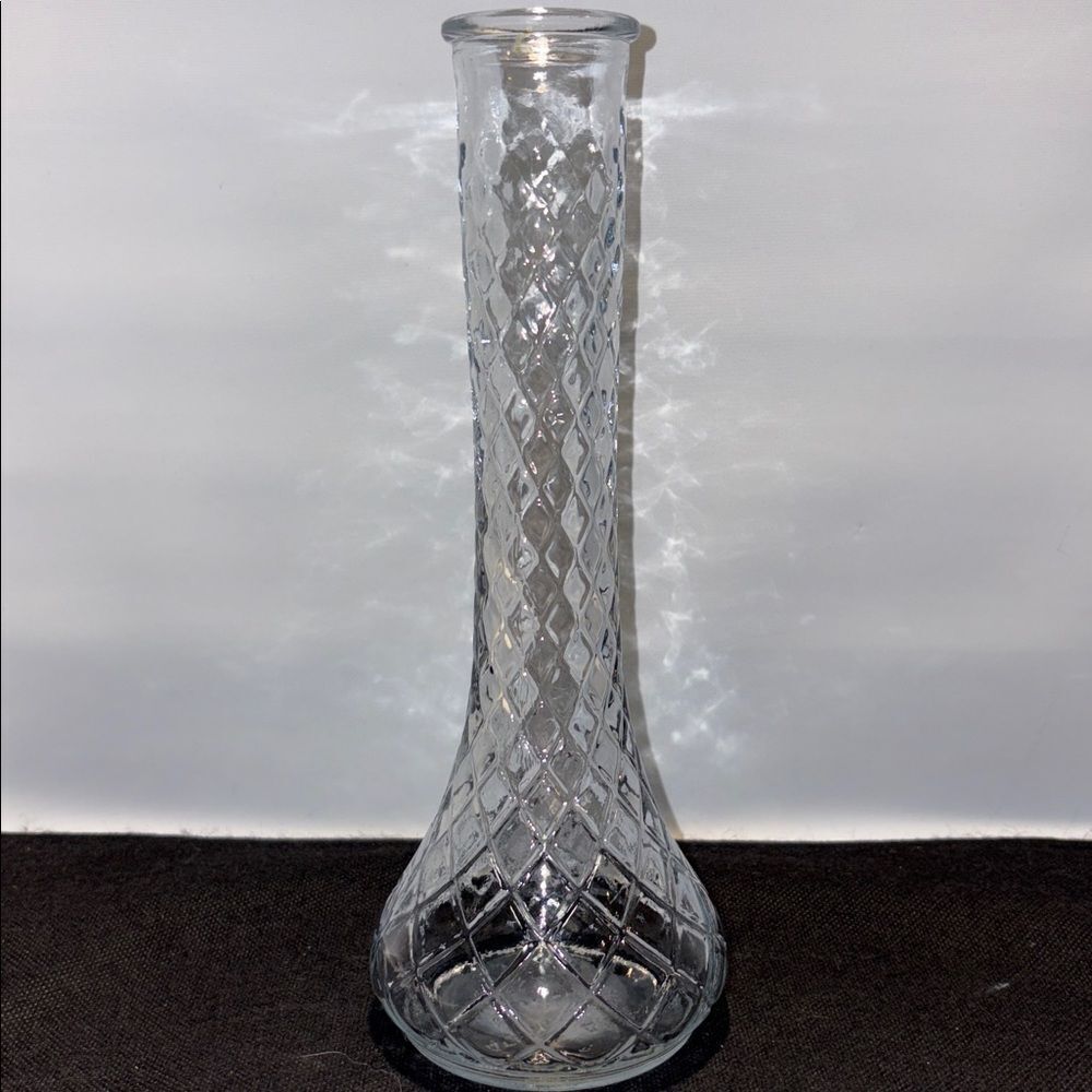 Tall Diamond Pattern Glass Vase